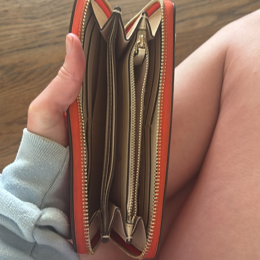 Kate Spade Vibrant Orange Wallet with Zebra Accent - Picture 3 of 3